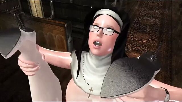 Nun and Demonic Babe fuck in Futanari